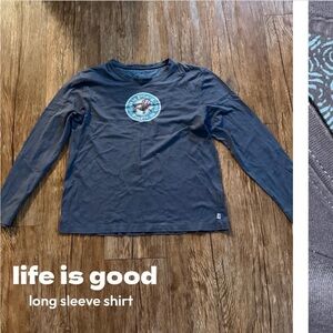 Life Is Good Charcoal Long Sleeve Tee